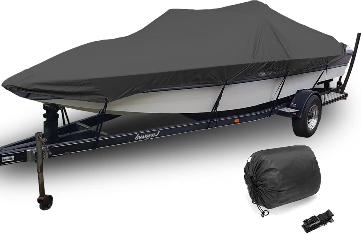 Bootsabdeckung, 420D Oxford-Stoff, passend für V-Hull Pro Style Angeln, Ski, Offroad-Bassboot (4,8 - 6,3 m) von KIJyfgTR