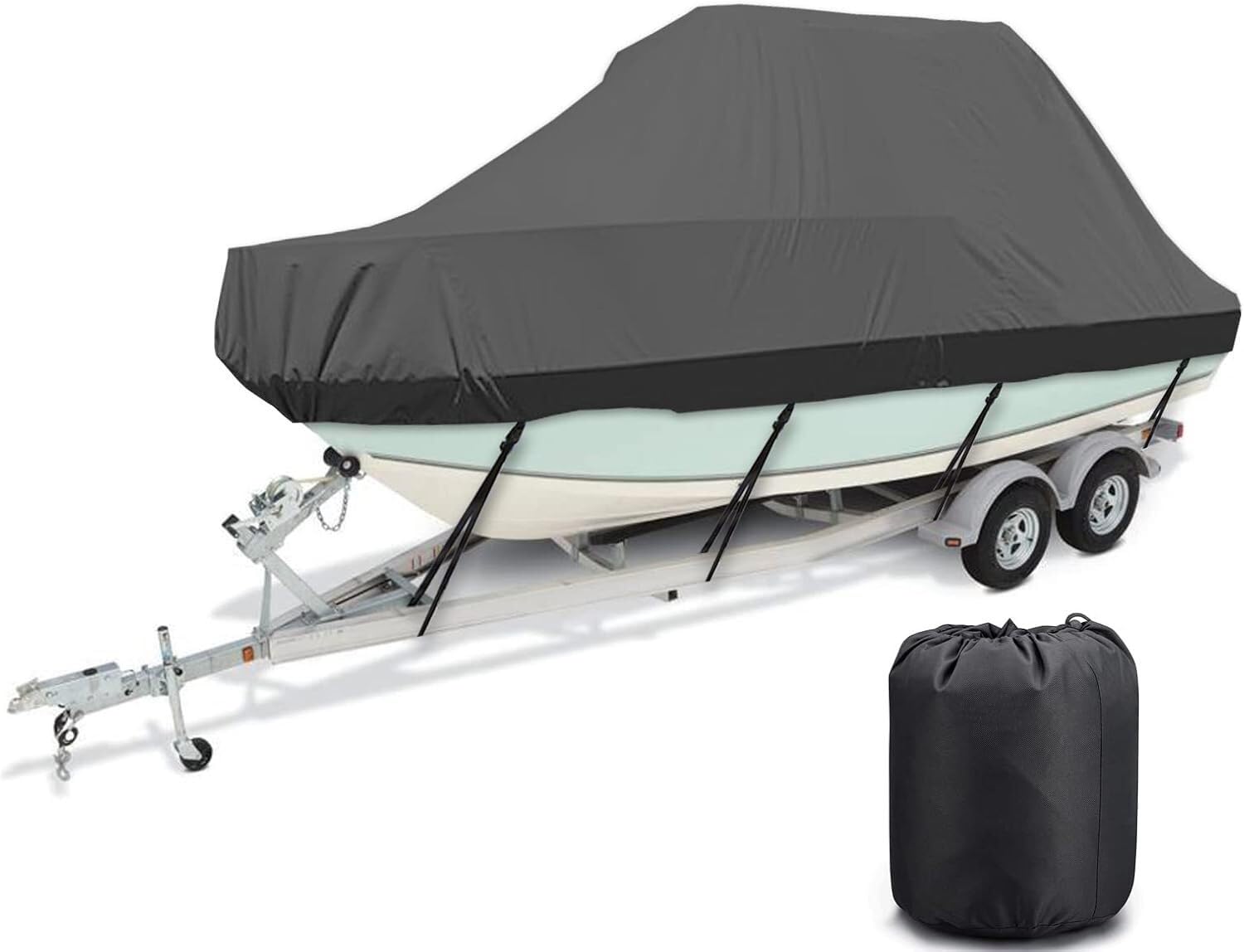 Bootsabdeckung, Marine-Klasse 420D, Oxford-Gewebe, PU-beschichtet, wasserdicht und UV-beständig, Hardtop/V-Typ, Bootsabdeckung (3,4–4 m) von KIJyfgTR