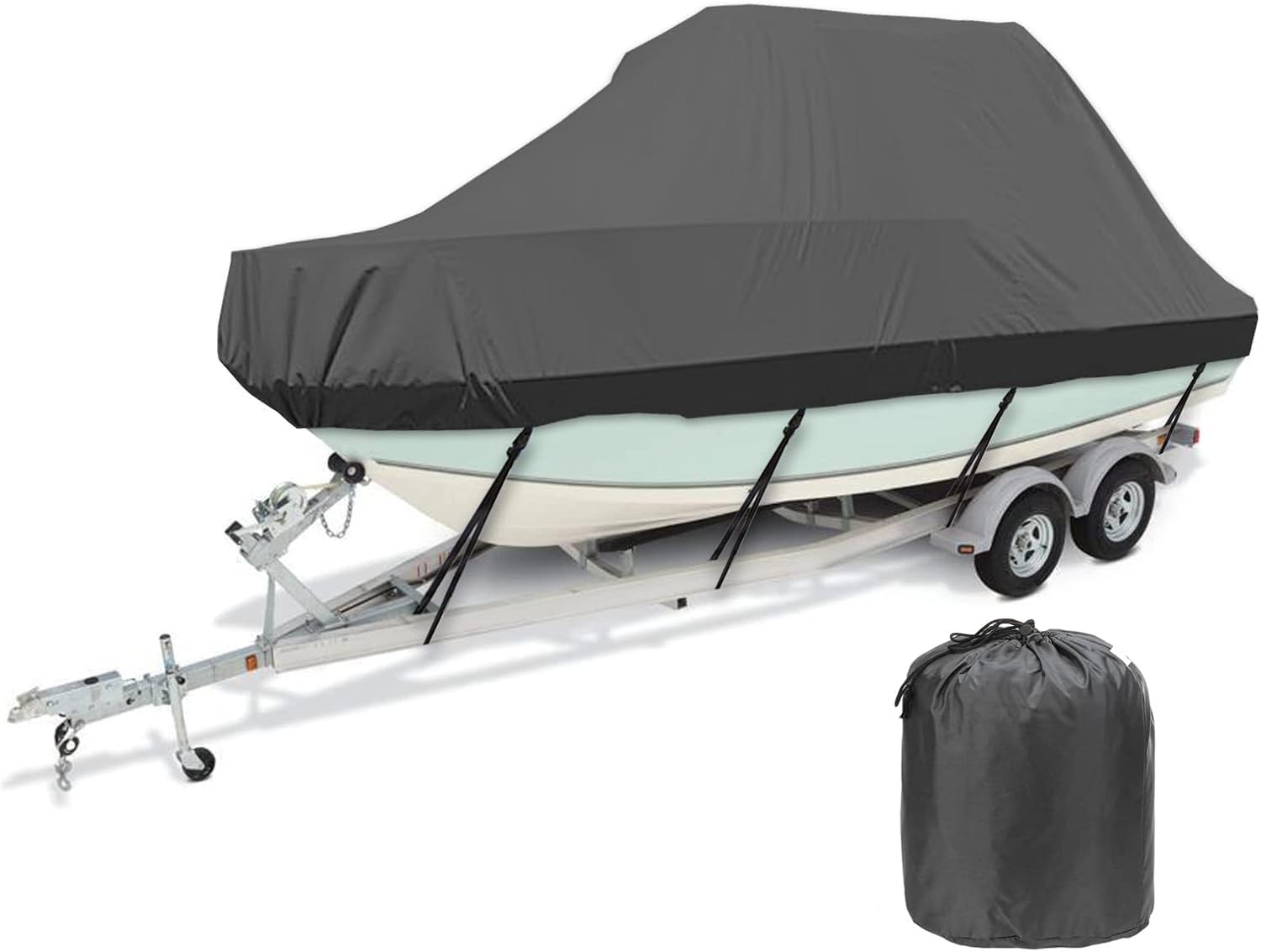 Bootsabdeckung, Marine-Klasse 420D, Oxford-Gewebe, PU-beschichtet, wasserdicht und UV-beständig, Hardtop/V-Typ, Bootsabdeckung (5,2–5,8 m) von KIJyfgTR
