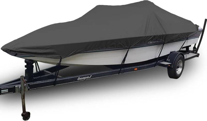 Bootsabdeckung 420D Trailerable Bootsabdeckung für V-Rumpf, Tri-Hull Bassboote und Skiboote (4,2 - 5,2 m - 5,2 m) von KIJyfgTR