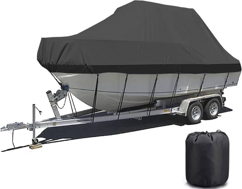 Hardtop/Topper Bootsabdeckung, 600D Marine Grade Oxford, wasserdicht, UV-geschützt, Trailerable Mega Boat Cover von KIJyfgTR