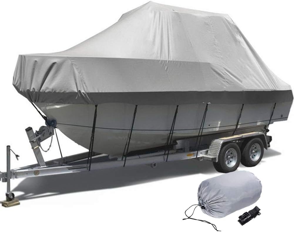 Strapazierfähige Bootsabdeckung, Polyester, Marinequalität, wasserdicht und UV-beständig, für V-Top-Kreuzerboote mit hartem Oberteil, 4,8 - 4,6 m Strapazierfähige Bootsabdeckung, Polyester, Marinequalität, wasserdicht und UV-beständig, für V-Top-Kreuzerboote mit hartem Oberteil, 4,8 - 4,6 m von KIJyfgTR