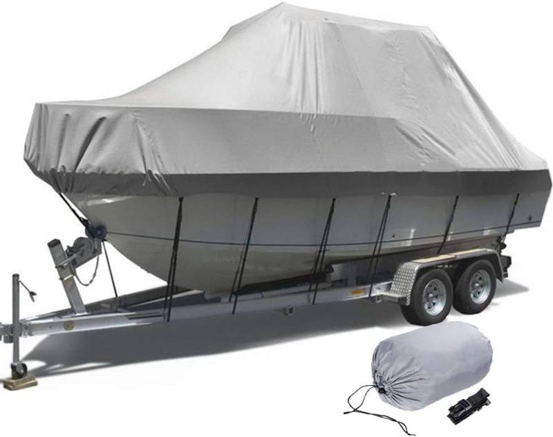 Strapazierfähige Bootsabdeckung, Polyester, Marinequalität, wasserdicht und UV-beständig, für V-Top-Kreuzerboote mit hartem Oberteil, 4,8 - 4,6 m von KIJyfgTR