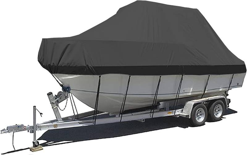 Trailerable V-förmige Bootsabdeckung, 420D Oxford, wasserdicht, UV-beständig, universelle Hardtop-Bootsabdeckung von KIJyfgTR