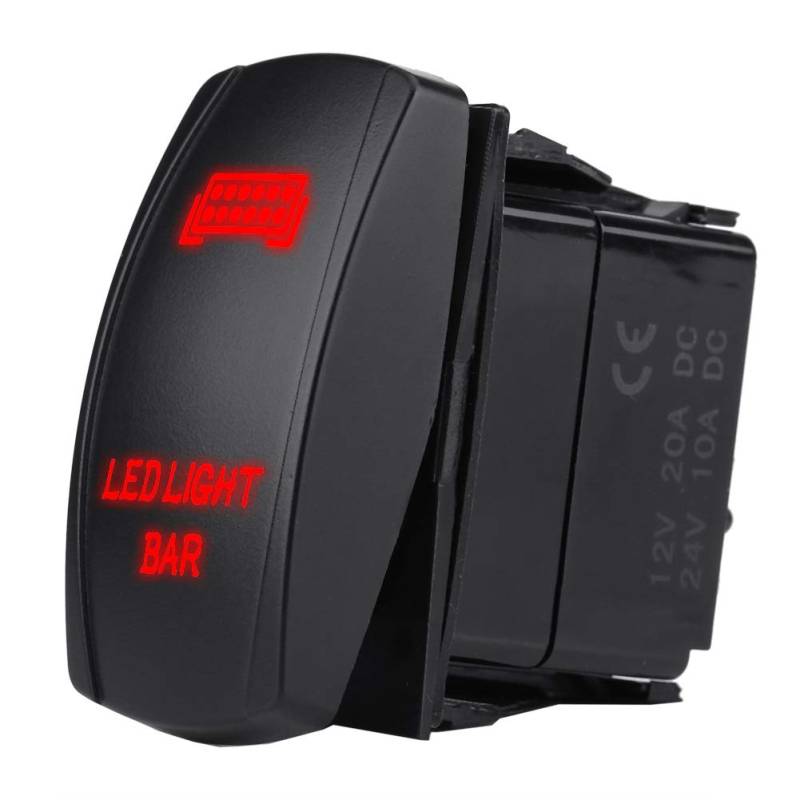 12V 24V Wasserdichter LED-Lichtleisten-Wippschalter, 5-poliger LED-Lichtleisten-Kipp-Wippschalter SPST auf AUS für Auto-Boots-LKW(Rotlicht) von KIMISS