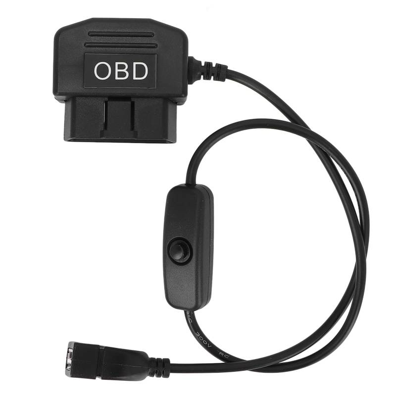 KIMISS 16-poliges OBD-Stromkabel für Dash-Kamera, OBD-auf-Mini-USB-OBDII-Adapter Festkabel-Ladekabel 24 Stunden Überwachung und Acc-Modus mit Schaltknopf 8,9-Zoll-Universalanschluss-Ladegerät von KIMISS