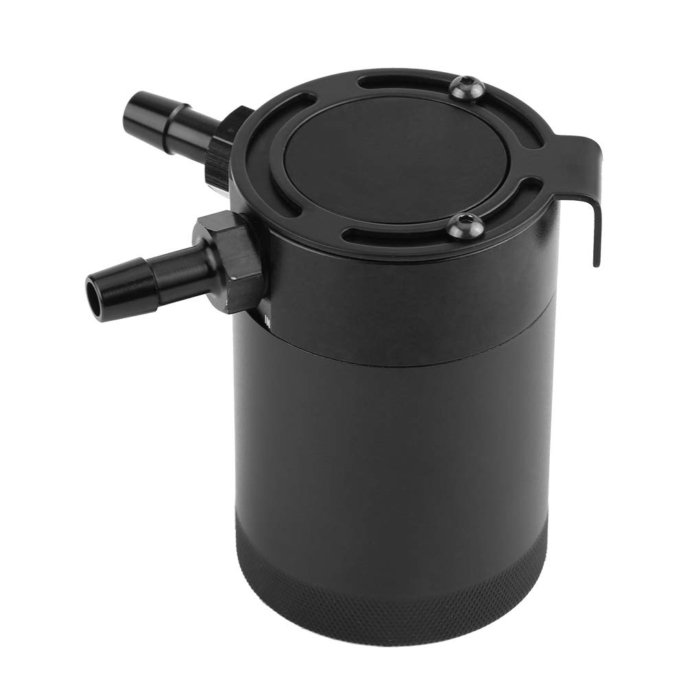 Auto Universal 300 ml Ölauffangbehälter Tank Aluminium Politur Baffled Öl Catch Can Reservoir Tank Entlüfter Kit Schwarz + Auffangbehälter Auto Universal 300 ml Ölauffangbehälter Tank Aluminium Politur Baffled Öl Catch Can Reservoir Tank Entlüfter Kit Schwarz + Auffangbehälter von KIMISS