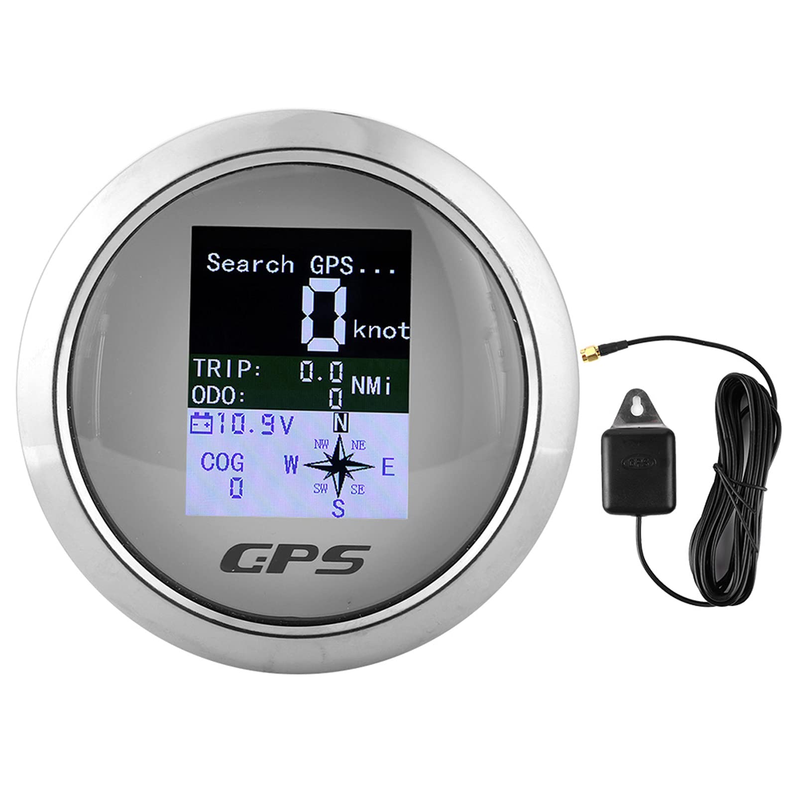 Digitale GPS-Tachometeranzeige Wasserdicht Trip Voltmeter Auto Gauge Meter 85 Mm Tachometer GPS Auto Bootsingenieur Rostfreie Digitale Messgeräte(Weiße Frontplatte) von KIMISS