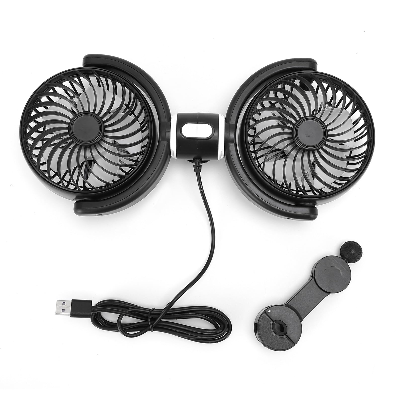 Doppelter Auto-Kühlventilator, 360 ° Drehbar, 3 Geschwindigkeiten, USB-betrieben, Rücksitz-Autoventilator, Van, LKW, SUV, Wohnmobil, DC 5 V Doppelter Auto-Kühlventilator, 360 ° Drehbar, 3 Geschwindigkeiten, USB-betrieben, Rücksitz-Autoventilator, Van, LKW, SUV, Wohnmobil, DC 5 V von KIMISS