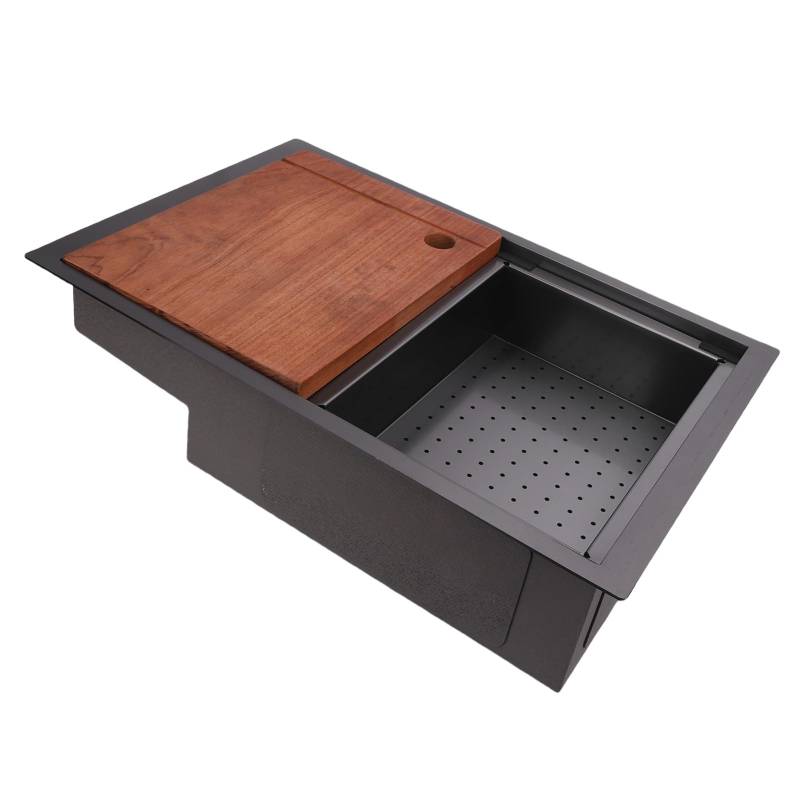 Edelstahlstangenspüle Workstation Langable Küchenspüle mit Schneidebrett, Siebkorb und Schalldichten Pads für Wohnmobilboot -Wohnmobile. von KIMISS
