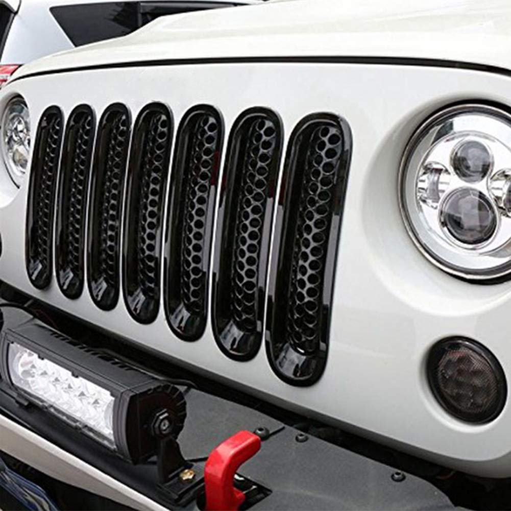 Grille Grille Black Abs 7Pcs Black Car Front Bumper Mesh Grille Passt für für JK 2007 2017 Grille Grille Black Abs 7Pcs Black Car Front Bumper Mesh Grille Passt für für JK 2007 2017 von KIMISS