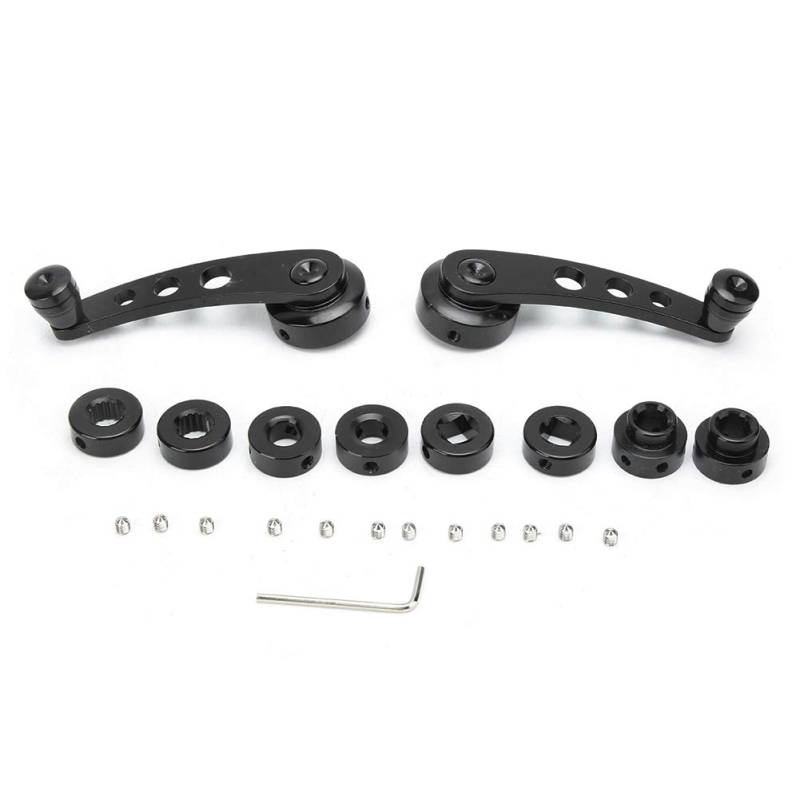 KIMISS 3-Zoll-Fensterkurbelgriff, Universal, CNC-Aluminiumlegierung, Schwarz, Passend für viele Fahrzeuge, Inkl. Adapter und Schrauben von KIMISS