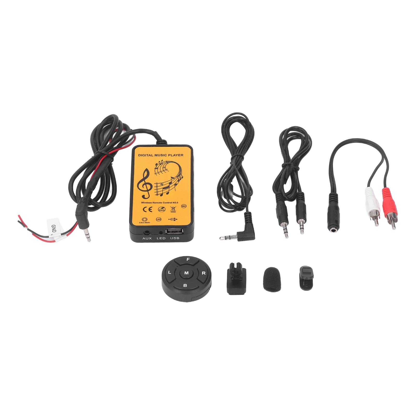 KIMISS Bluetooth-AUX-Audioadapter, 12-V-Bluetooth-Musik-Freisprecheinrichtung RCA-AUX-Adapter, Universeller Auto-Audio-Sender für Clarion Audio von KIMISS