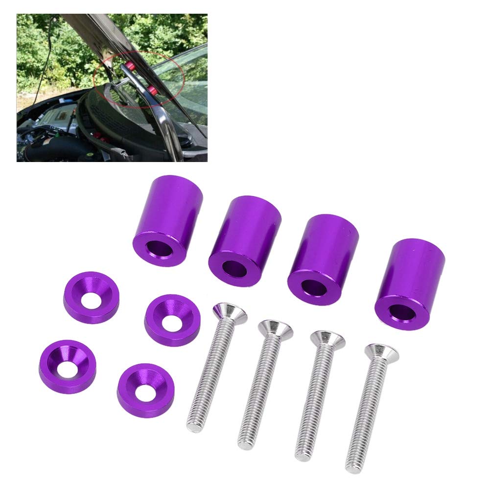 KIMISS Hood Spacer Riser Kit + Auto Aluminiumlegierung Motor Motorhaube Ventilation Spacer Riser Anfall für 6mm Motor + Verbesserte Luftstrombeatmung (Purple) von KIMISS