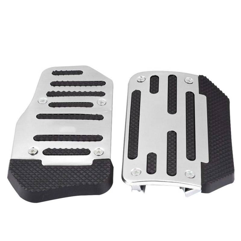 KIMISS Universal Auto Bremspedal und Gaspedalabdeckungen, Aluminiumlegierung Rutschfeste Pads für Auto Bremspedal und Gaspedal, AT Automatikgetriebe Fahrzeugmodifikation(Silber) von KIMISS