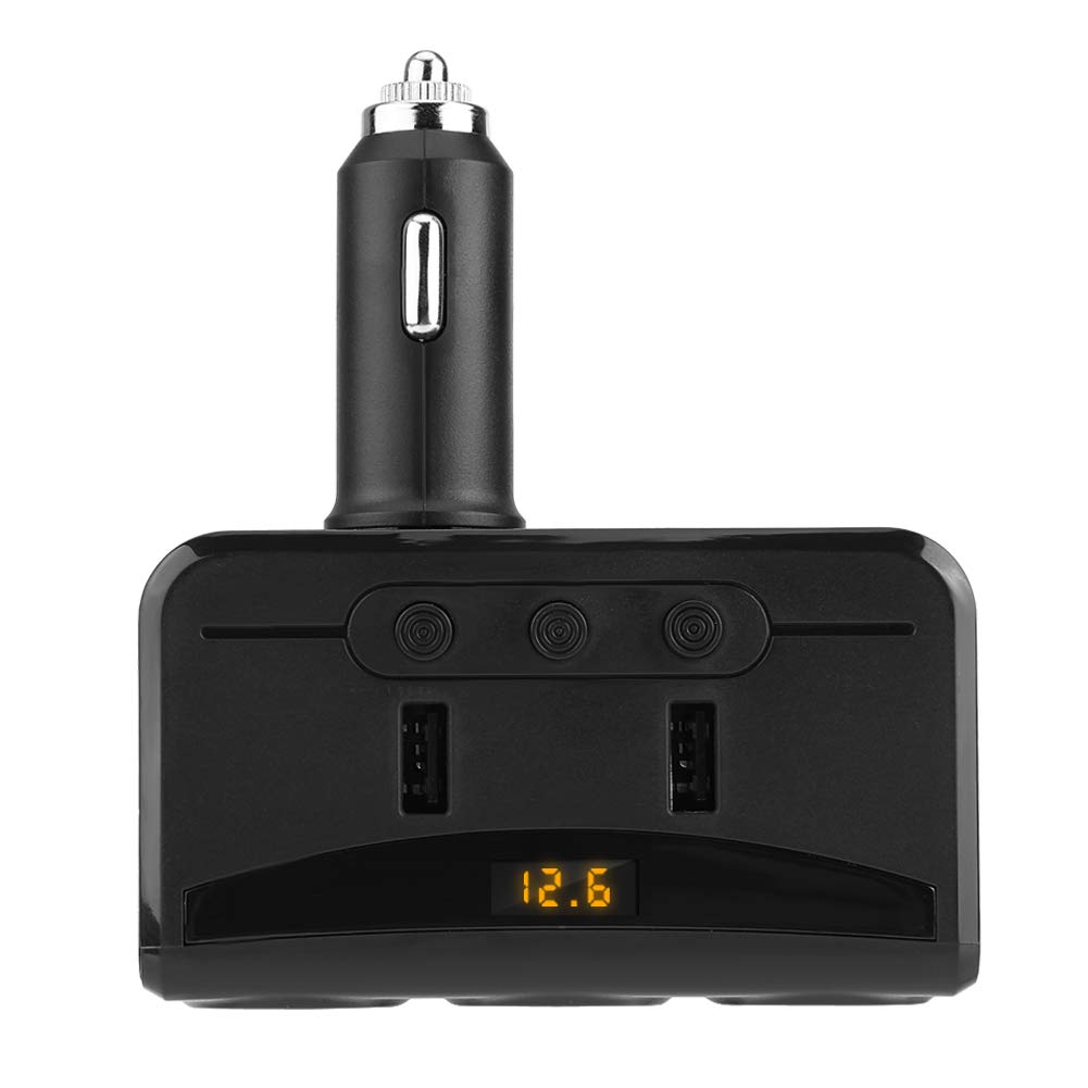 KIMISS Zigarettenanzünder, 12V-24V Zigarettenanzünder Netzteil Splitter Adapter 3.1A Dual USB Ladegerät Voltmeter von KIMISS