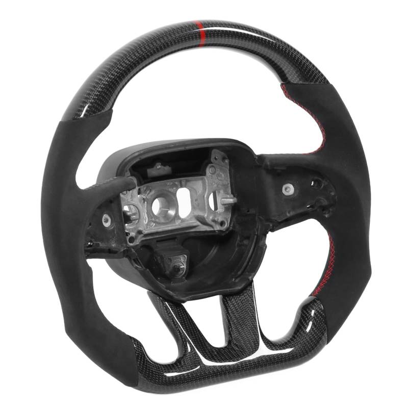Kohlefaser-Lenkrad mit Roten Nähten Als Ersatz für Challenger Charger2015–2021 – D-Type-Renndesign von KIMISS