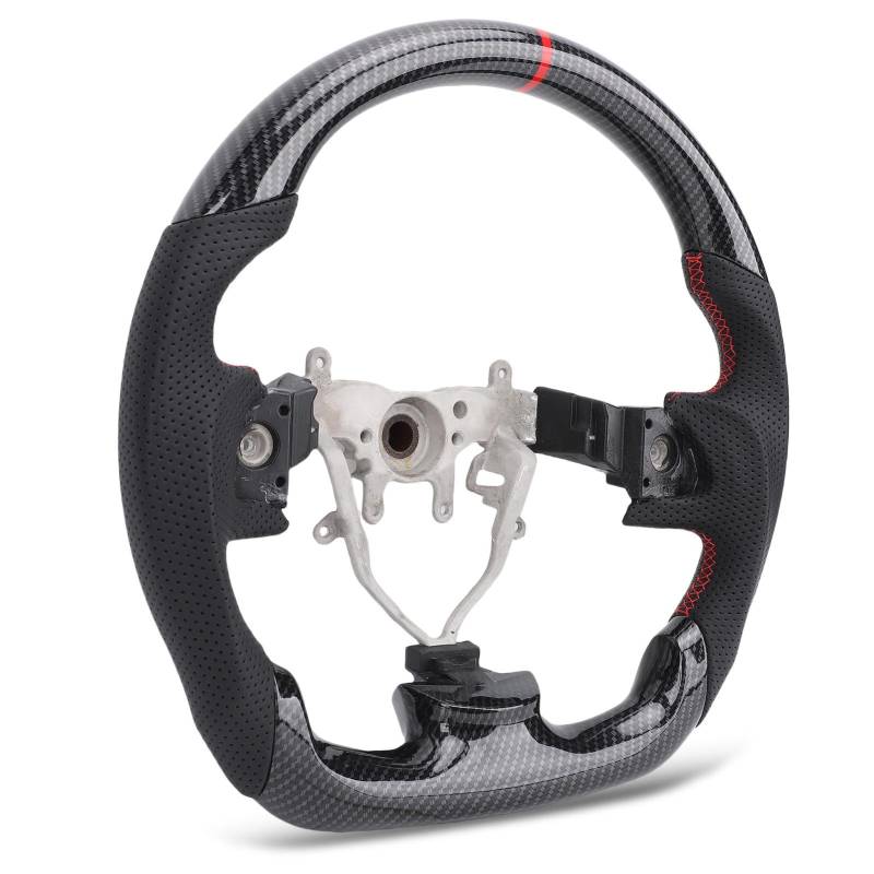 Kohlefaser-Stil Lenkrad Perforiertes Leder mit Rotem Nähen Ersatz für WRX STI 2008-2014 von KIMISS