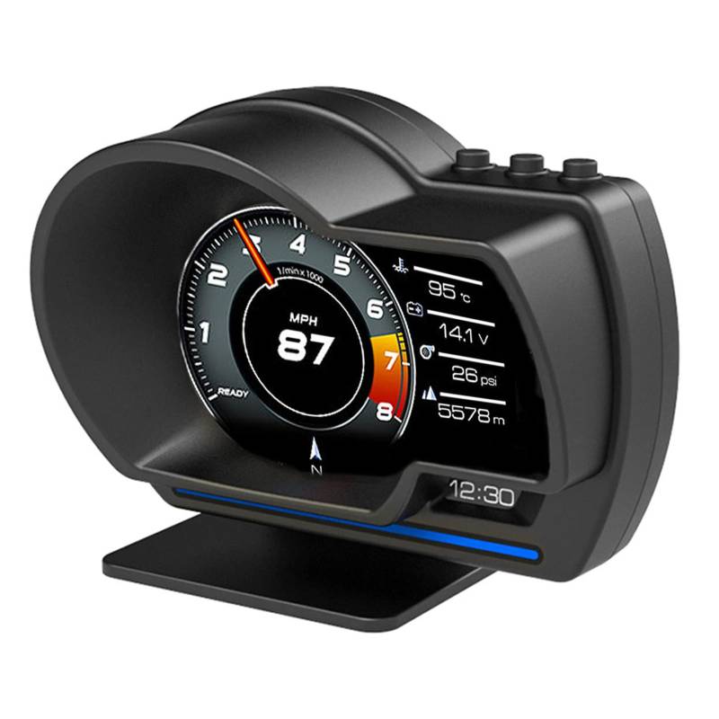 Multi-Daten-Heads-Up-Display Head Up Display OBD2 + GPS Smart Gauge Auto HUD Tachometer Turbo RPM Alarm für Auto LKW von KIMISS