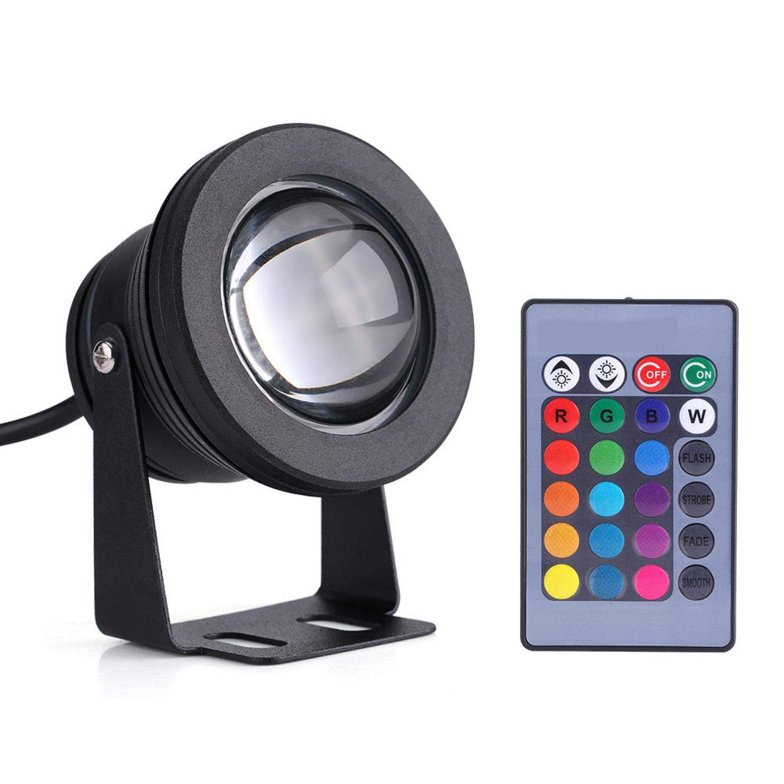 KIMISS Scheinwerfer für Hof, LED Spotlight 10W RGB Spotlight Outdoor Fernbedienung, 12V Dimmbare Farbige Strahler, Wasserdichte Landschaftslichter, Oberirdische Poolleuchten(Schwarze Schale) von KIMISS