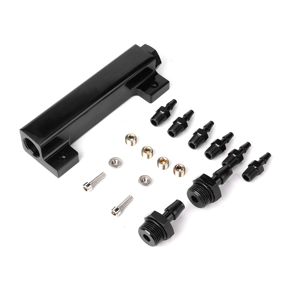 Qiilu Vakuumblock-Einlass, 6-Port-Vakuumblock-Ansaugkrümmer-Kit Kraftstoff-Wastegate-Turbo-Boost 1/8 NPT für Racing von Duokon