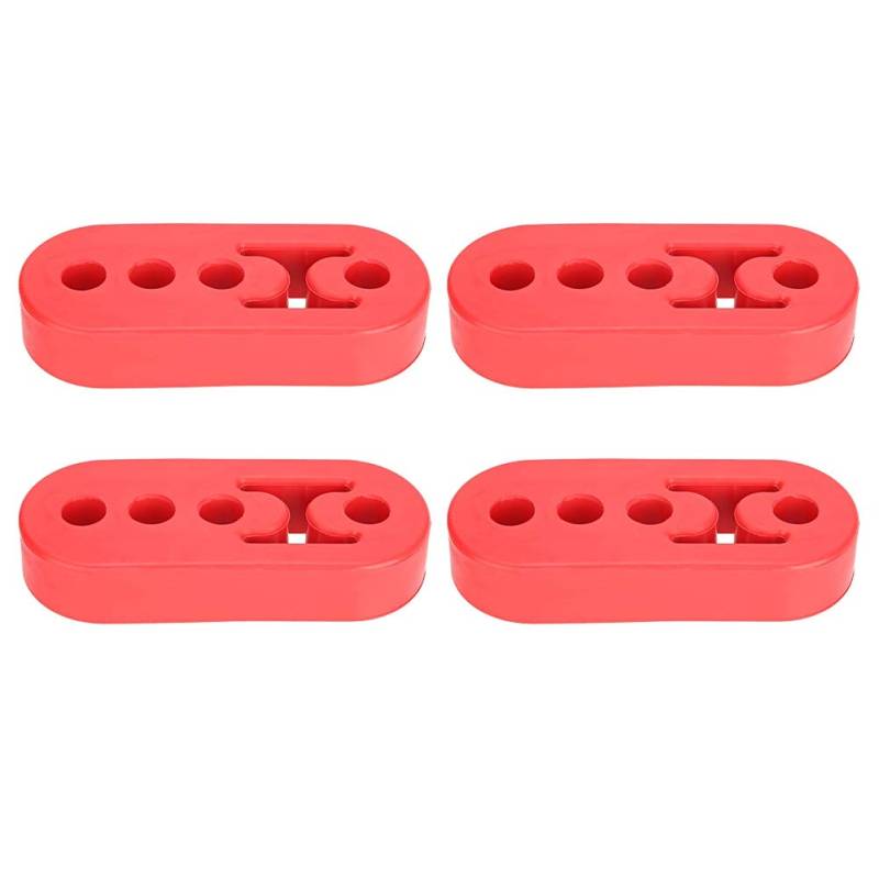 12mm Auspuff-Gummihalter,auspuffgummi, Duokon Schalldämpfer Schalldämpfer, 4 Stück Universal 4-Loch 12mm Polyurethan verstellbarer Schalldämpfer Auspuffaufhänger Rot von KIMISS