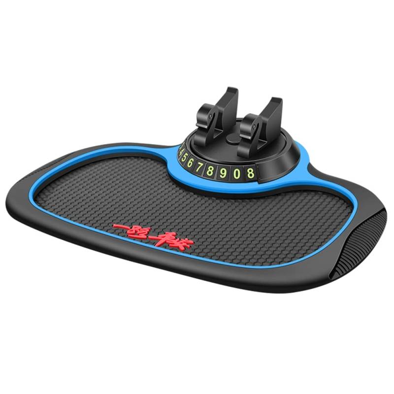 Rutschfeste Handyunterlage, KIMISS 8 * 19 * 24 Cm Auto-Armaturenbrett Anti-Rutsch-Gummiauflage Auto 360 Grad Drehbarer Handyhalter für Handys Sonnenbrillen Schlüssel (Antirutschmatte (blau) mit von KIMISS
