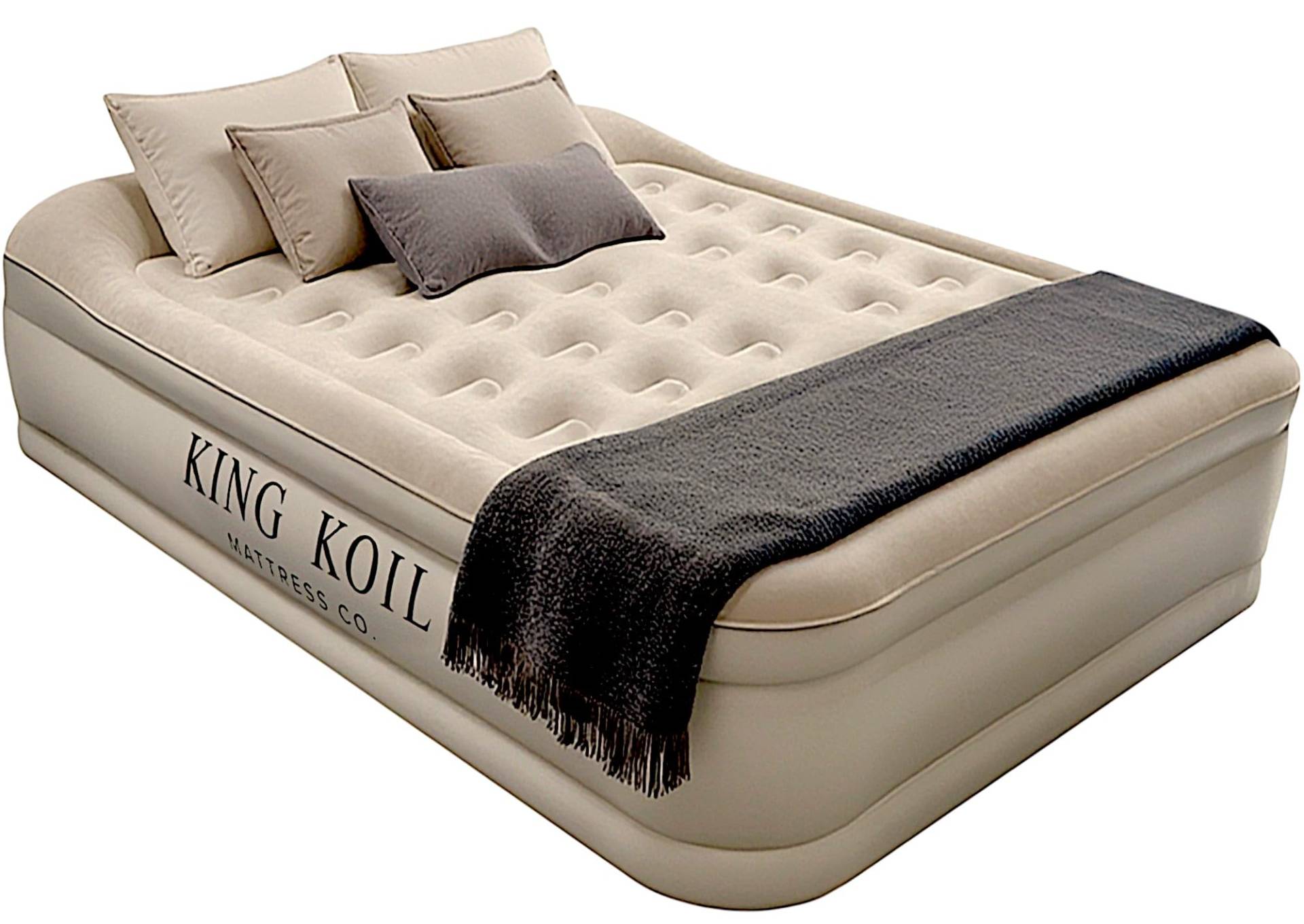 KING Koil Unisex Luxus Raised airbed mit builtin 120v ac hoch Capacity interne pumpe Comfort Quilt top königin beige von KING