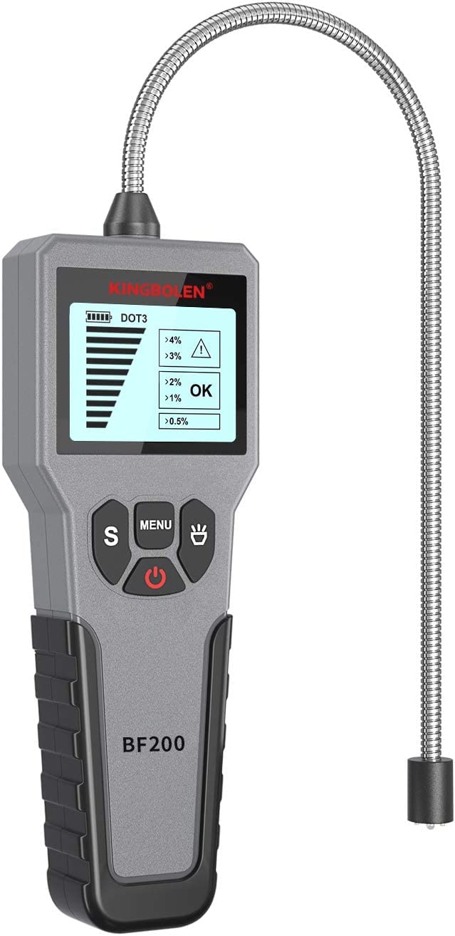 KINGBOLEN Bremsflüssigkeitstester, Bremsflüssigkeit Diagnosetest Werkzeug, Hydraulikflüssigkeit/Flüssigkeit/Öl-Feuchtigkeitsanalysator mit LCD-Bildschirm Akustischer Alarm DOT3 DOT4 DOT5.1 Tester von KINGBOLEN