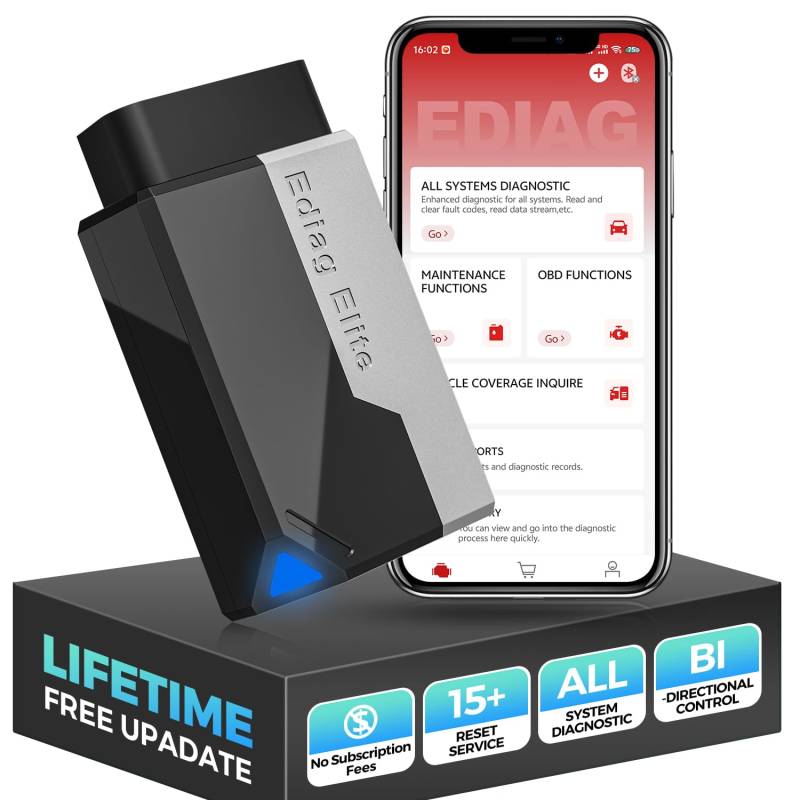 KINGBOLEN EDIAG Elite OBD2 Diagnosegerät Bluetooth,Auto Auslesegerät mit Vollständige System,15 Resets und Aktiver Test, Fahrzeugleistungstest für iPhone & Android,FCA und Can FD,Lebenslange Updates. von KINGBOLEN