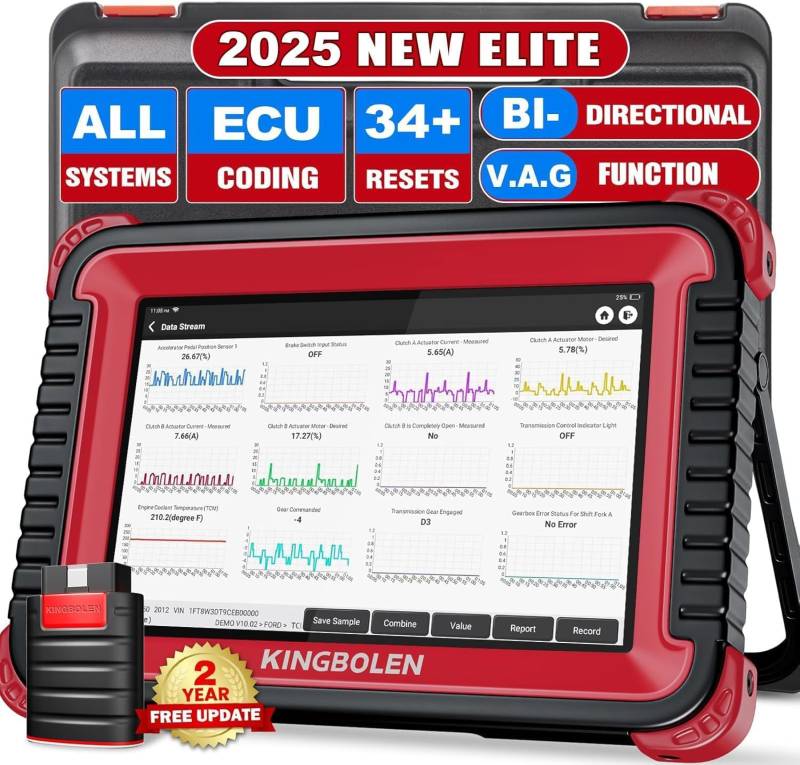 KINGBOLEN K8 Obd2 Diagnosegerät für Alle Fahrzeuge,Bi-Direktionale Auto Diagnosegerät mit 2-Jahres-Update, 34+ Dienst Zurücksetzen, Alle Systemdiagnosen, Active Test,ECU-Kodierung von KINGBOLEN