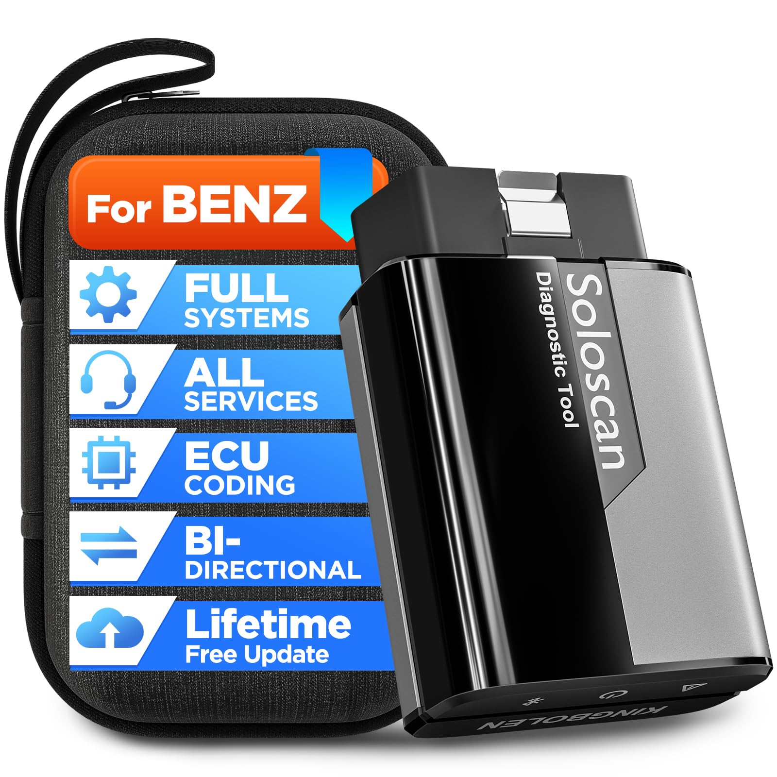 KINGBOLEN Soloscan OBD2 Diagnosegerät für Benz/für Maybach/für Sprinter,Alles System Diagnosegerät Auto Mit 50+ Resets,Aktiver Test,ECU-Codierung,Bluetooth 5.2,Lebenslange kostenlose Updates. von KINGBOLEN