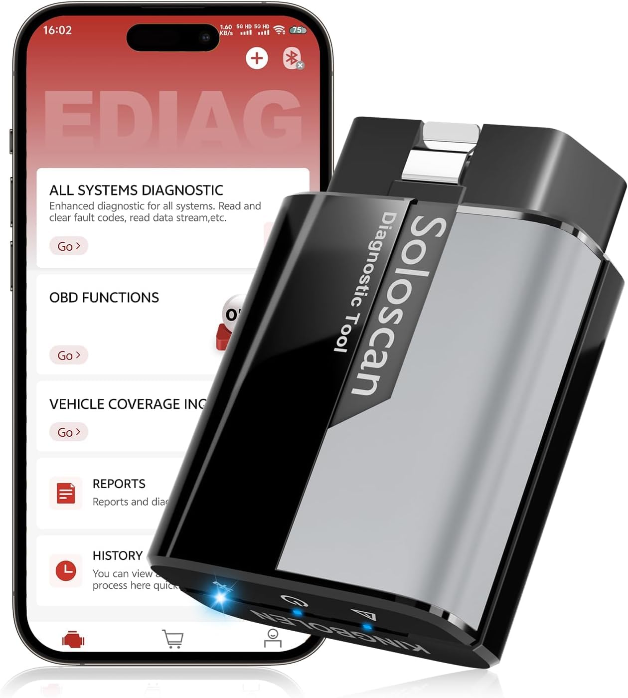 KINGBOLEN Soloscan OBD2 Diagnosegerät für Ford/für Mazda, Alles System Kfz Diagnosegerät Mit 50+ Reset-Funktion,Bi-direktionale,Aktiver Test,ECU-Codierung, Lebenslanges kostenloses Update von KINGBOLEN
