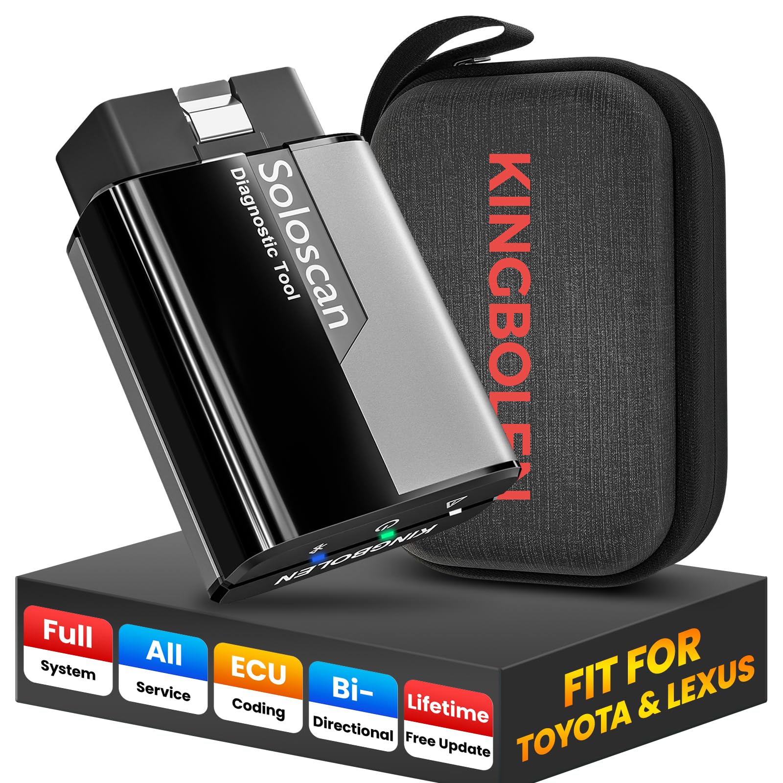 KINGBOLEN Soloscan OBD2 Diagnosegerät für Toyota/für Lexus, Alles System Kfz Diagnosegerät Mit 50+ Reset-Funktion,Bi-direktionale,Aktiver Test,ECU-Codierung, Lebenslanges kostenloses Update von KINGBOLEN