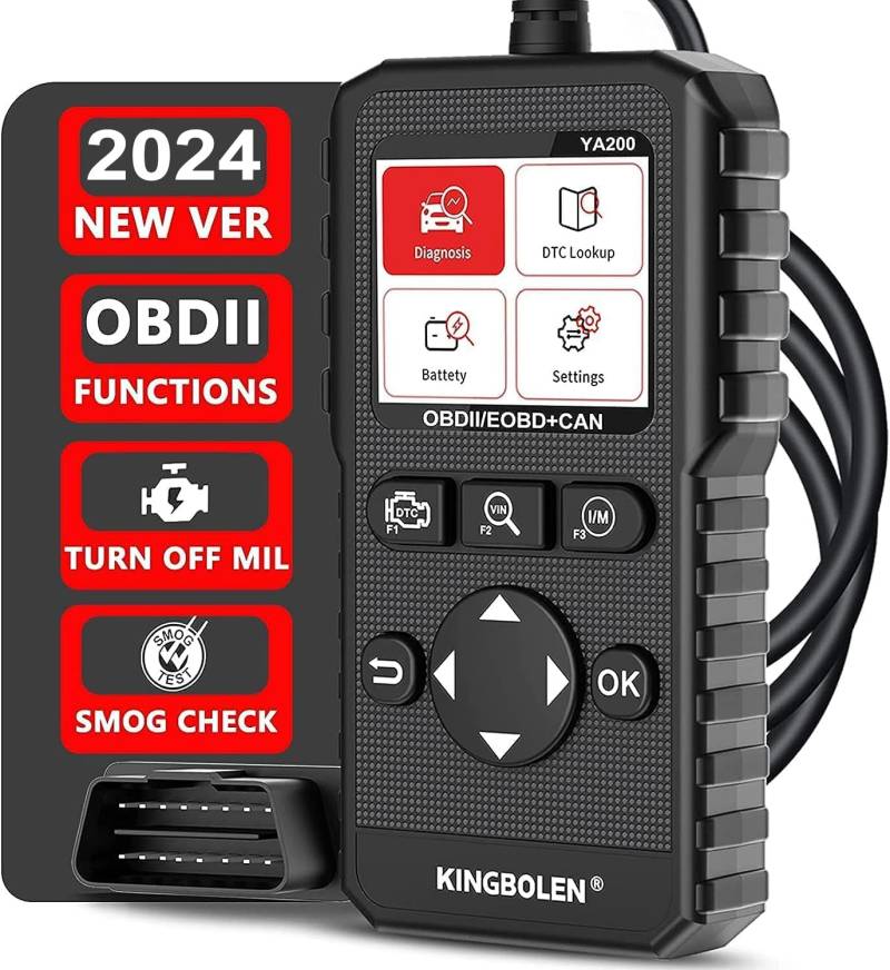 OBD2 Diagnosegerät,KINGBOLEN YA200 OBD2/EOBD Protokoll Diagnosegerät Auto mit Vollen OBD2-Funktionen EVAP-Systemtest, Test Spannungsprüfung kfz diagnosegerät für OBDII/EOBD-Protokolle Fahrzeuge von KINGBOLEN