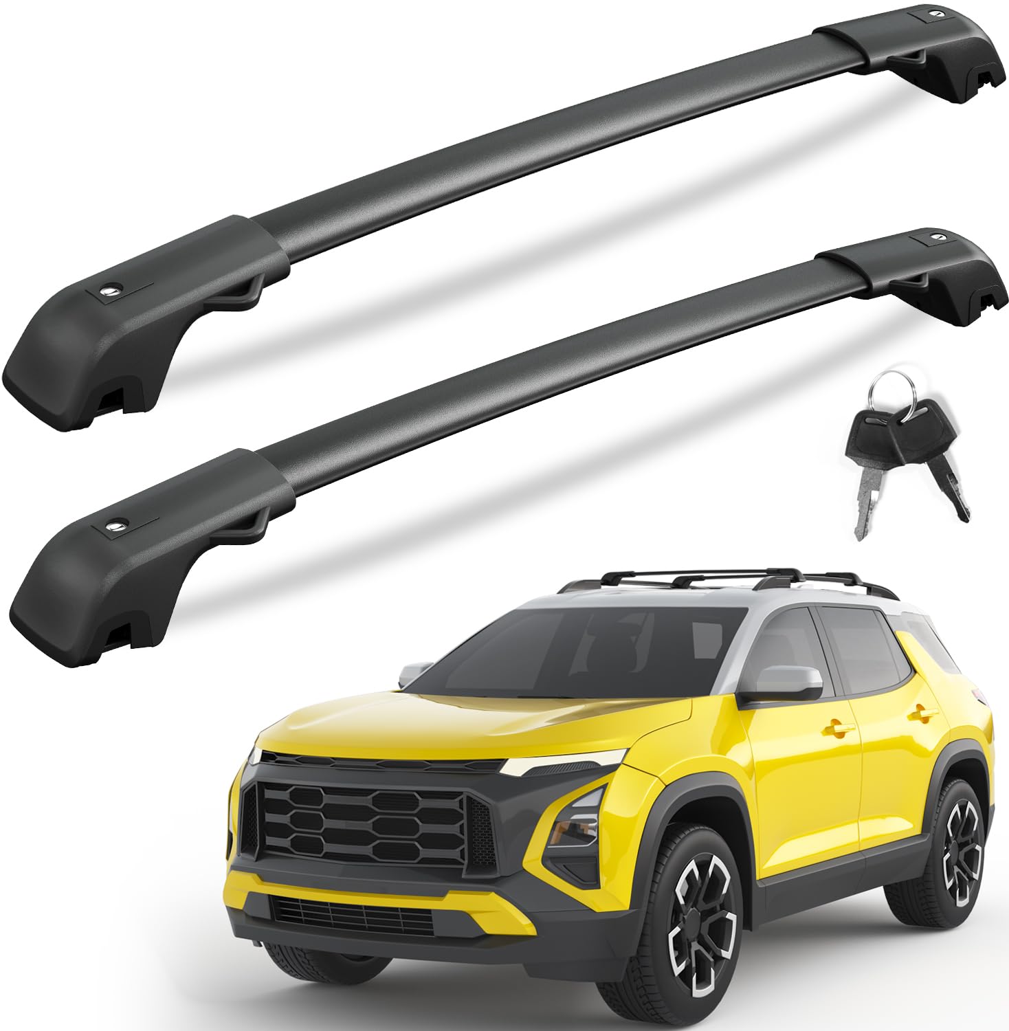KINGGERI Abschließbarer Dachträger für Chevrolet Chevy Equinox 2025 (nicht für EV) mit erhöhter Reling, robuste Aluminium-Kernträger, Diebstahlsicherung, von KINGGERI