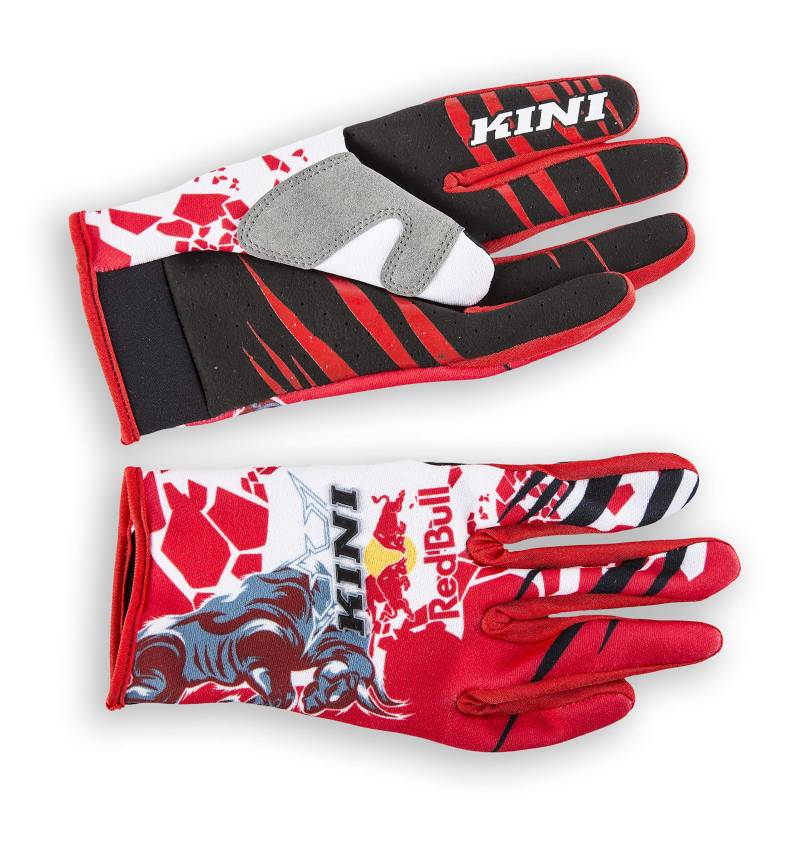 Kini Red Bull Revolution Gloves - Red/White - XL – Motocross-Handschuhe für Herren, Motorsport, BMX Handschutz, speziell gepolsterte Bereiche, Atmungsaktiver Mesh, leicht von Kini