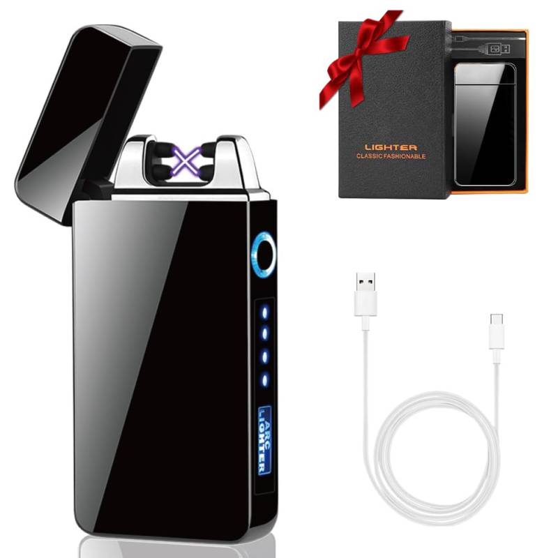 KIPIDA USB Elektronische Feuerzeug, Touchscreen LED Dual Lichtbogen ARC Feuerzeug mit Batterieanzeige Winddicht Plasma, für Männer Damen Geschenk von KIPIDA