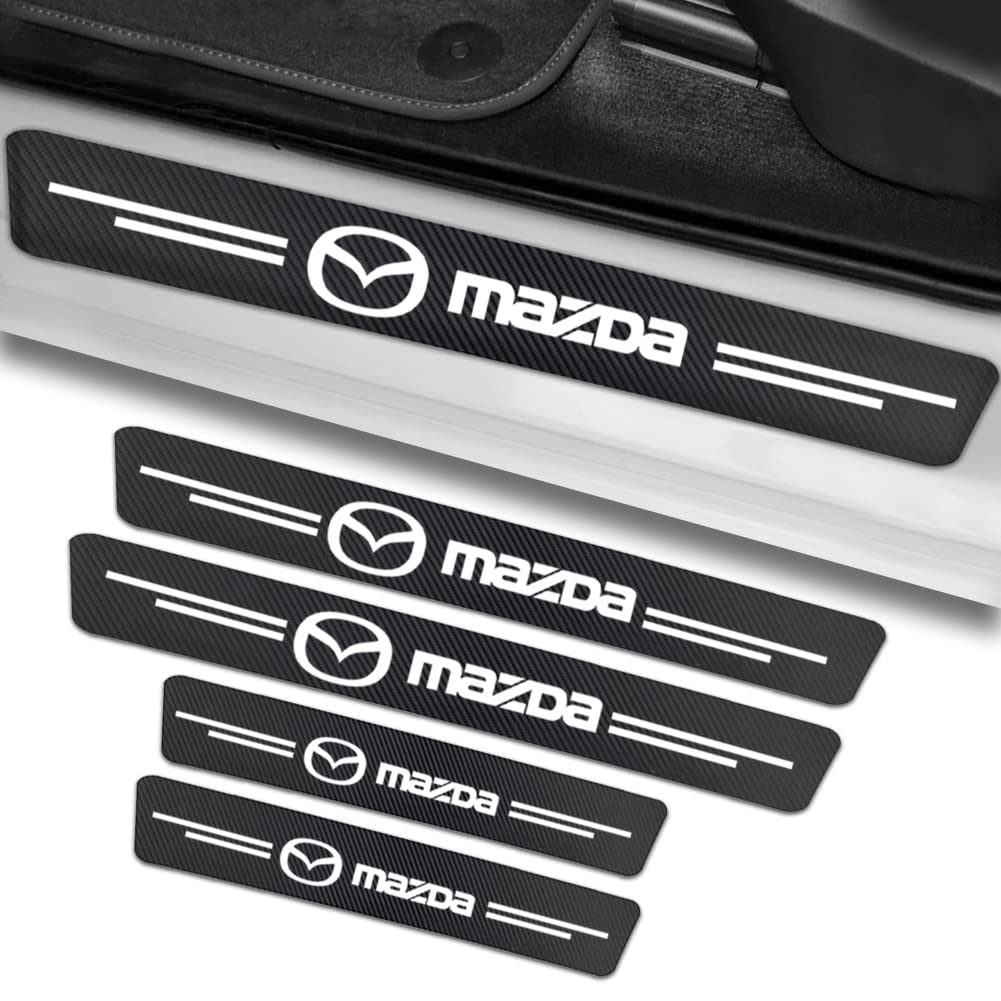 4 Stück Auto Einstiegsleisten Trittschutz für Mazda CX-5 CX-7 CX-8 M6 MX5 RX7 RX8 A8 CX9 MX6 R3 M2 M3 M5,Auto Einstiegsleisten Schutz,Kohlefaser Auto Einstiegsleisten Aufkleber von KIRFIZ