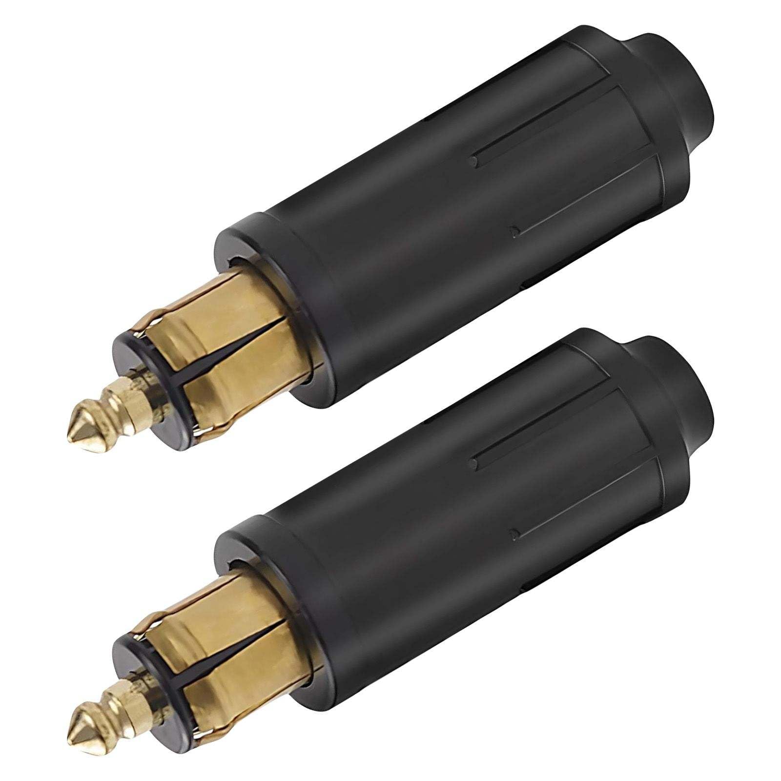 Zigarettenanzünder-Stecker, 12V-Stecker mit 2 Pins, Ersatz für europäischen DIN-Stecker - kompatibel mit Autos, LKWs, Motorrädern, Scootern, Geländefahrzeugen - Schwarz von KIRVOS