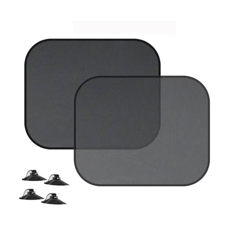 Autofenster Sonnenschutz 2 STÜCKE Autofenster Sonnenschutz Abdeckung Sonnenschutz UV-Schutz Auto Vorne Hinten Schwarz Fenster Vorhang Sommer Autozubehör Sonnenblende(Rear 2pcs) von KIRYU