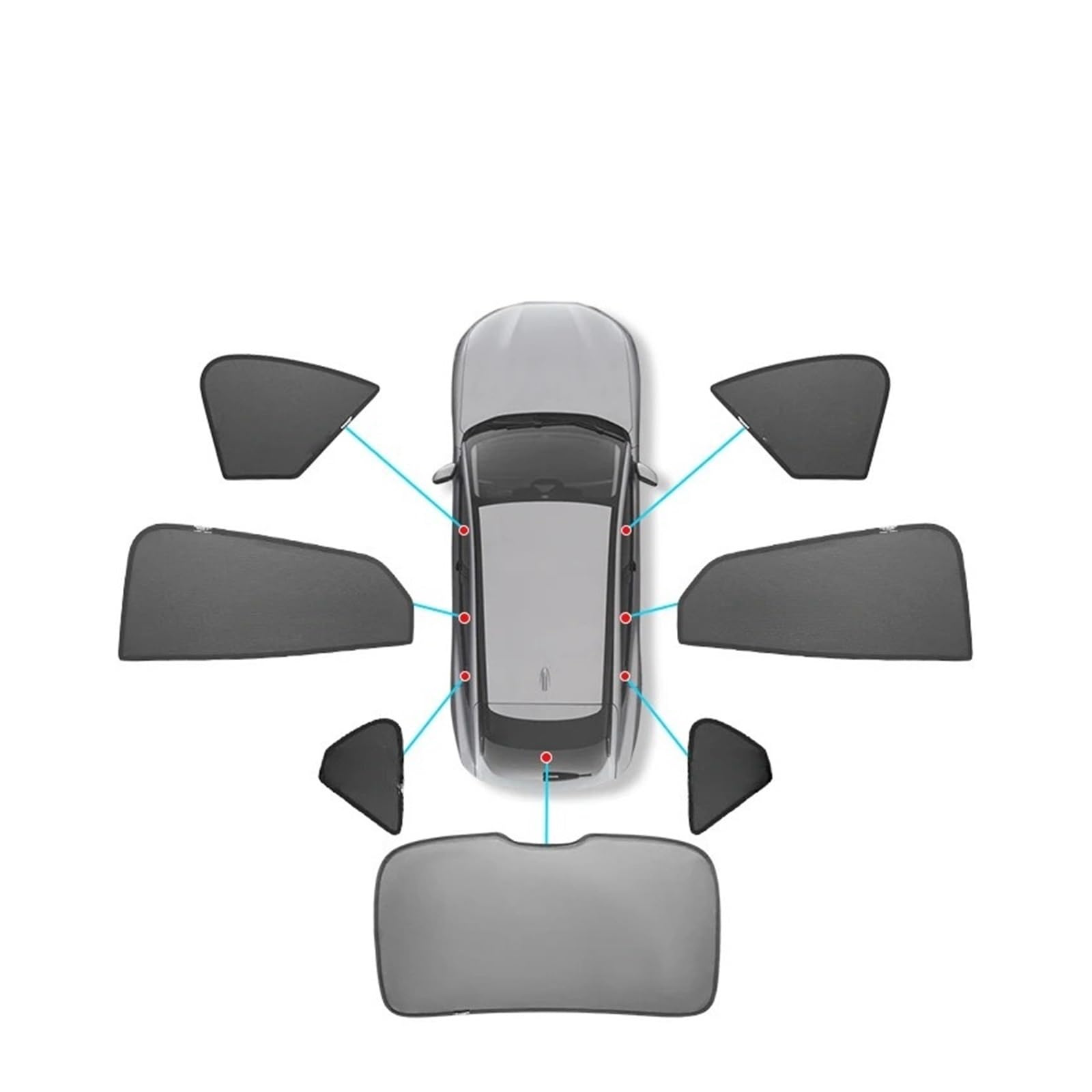 Autofenster Sonnenschutz Für Ford Für Mustang Für Mach-E 2021-2022 Auto-Sonnenschutz Auto-Innenfenster Schiebedach Sonnenschutznetz Automodifikation Sonnenblende(7pcs Windows) von KIRYU