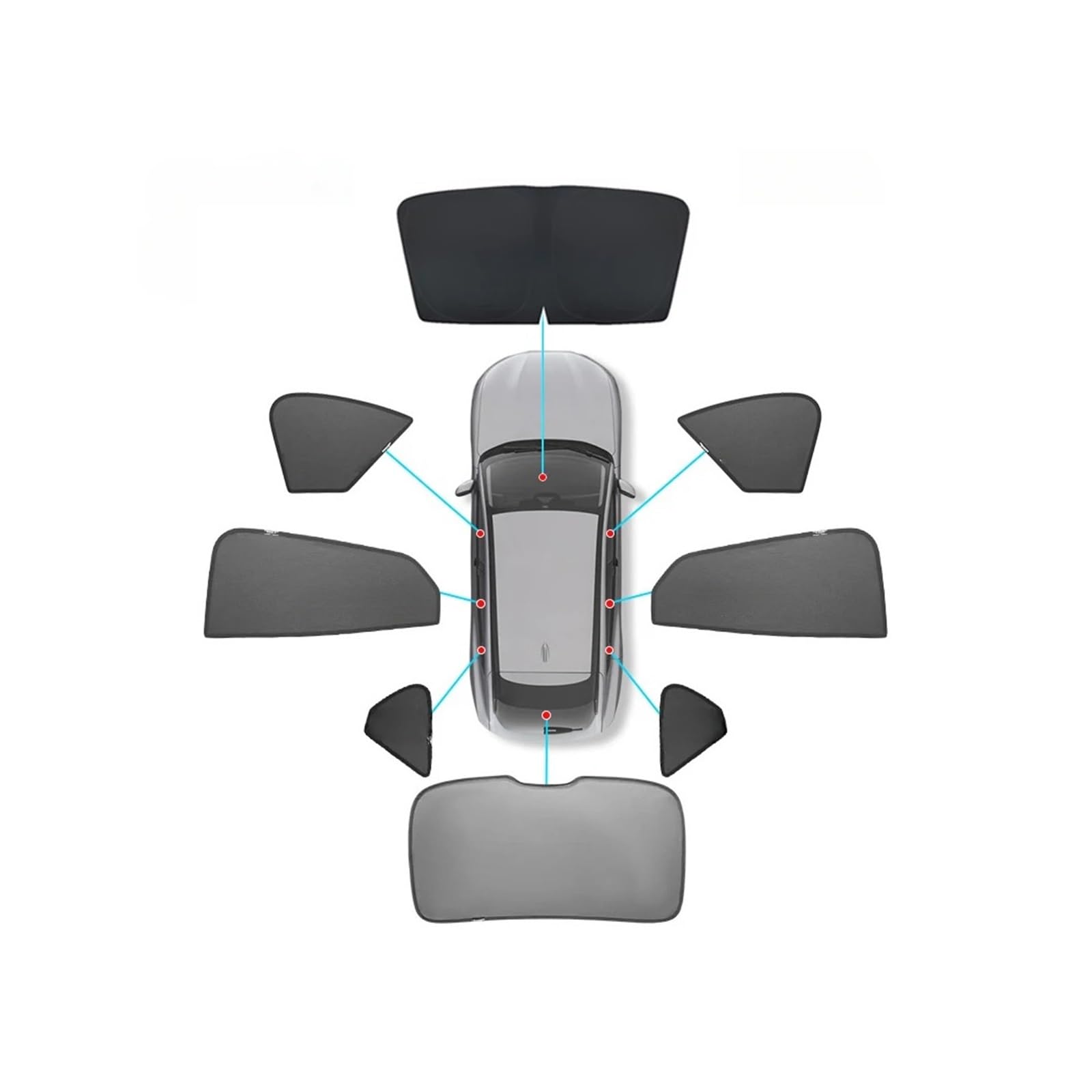 Autofenster Sonnenschutz Für Ford Für Mustang Für Mach-E 2021-2022 Auto-Sonnenschutz Auto-Innenfenster Schiebedach Sonnenschutznetz Automodifikation Sonnenblende(8pcs All Windows) von KIRYU