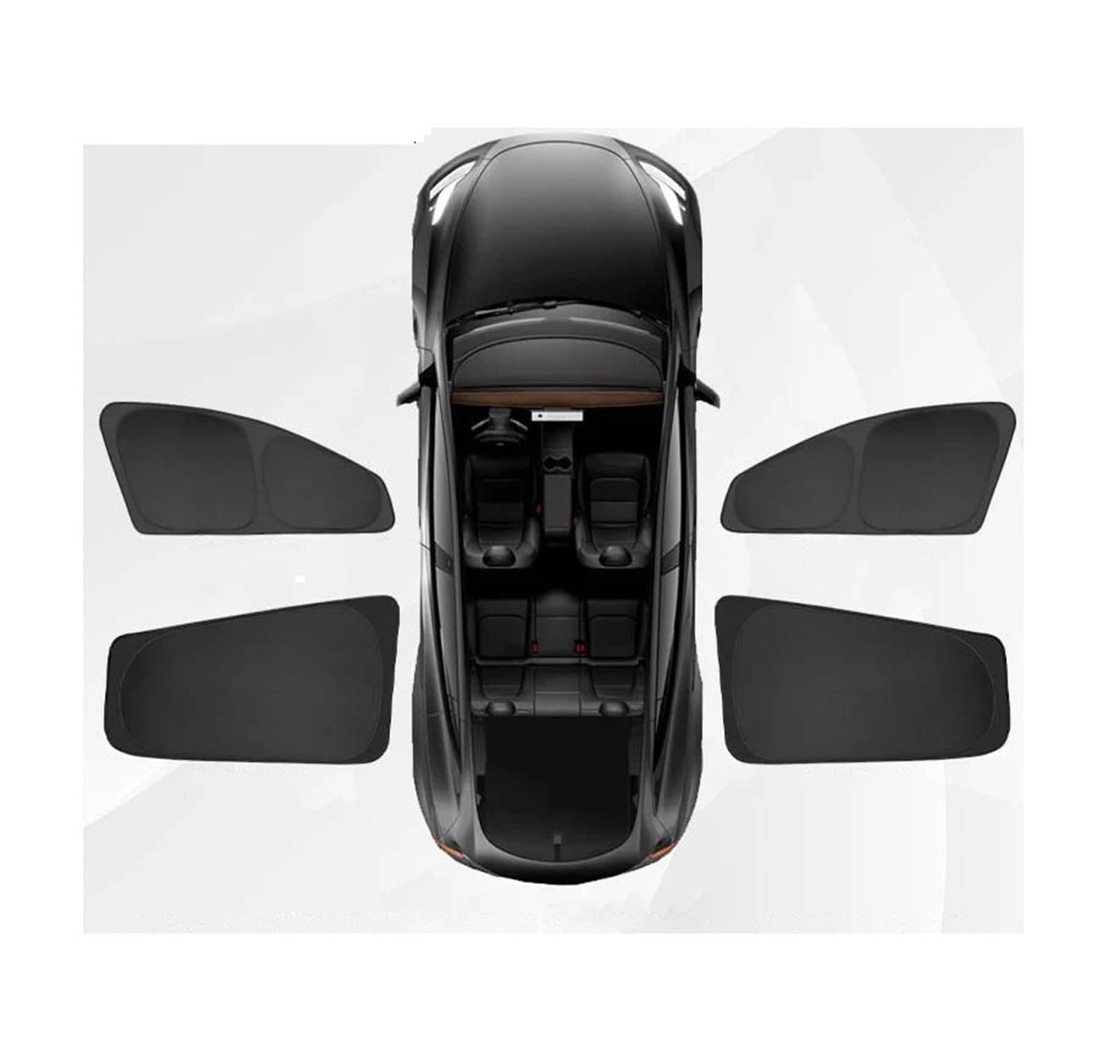 Autofenster Sonnenschutz Für Tesla Für Modell 3 Für Highland 2023-2024 Sichtschutz Maßgeschneiderter Seitenfenster-Schiebedach-Sonnenschutz Jalousie Beschattung Camping-Ruhe Sonnenblende(Side 4PCS) von KIRYU