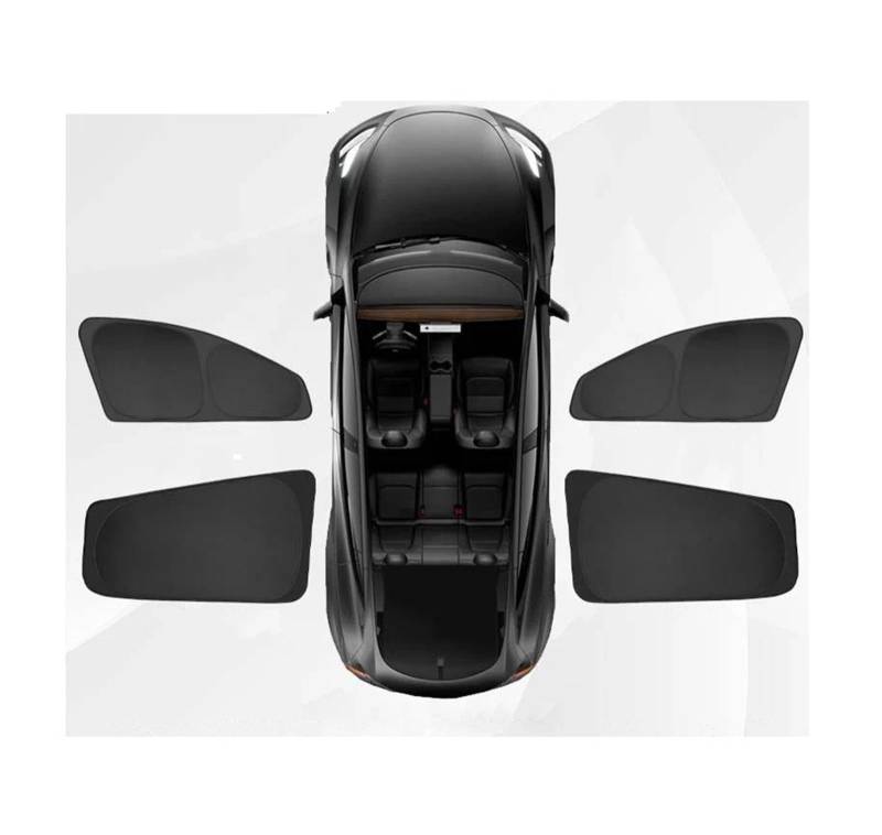 Autofenster Sonnenschutz Für Tesla Für Modell 3 Für Highland 2023-2024 Sichtschutz Maßgeschneiderter Seitenfenster-Schiebedach-Sonnenschutz Jalousie Beschattung Camping-Ruhe Sonnenblende(Side 4PCS) von KIRYU