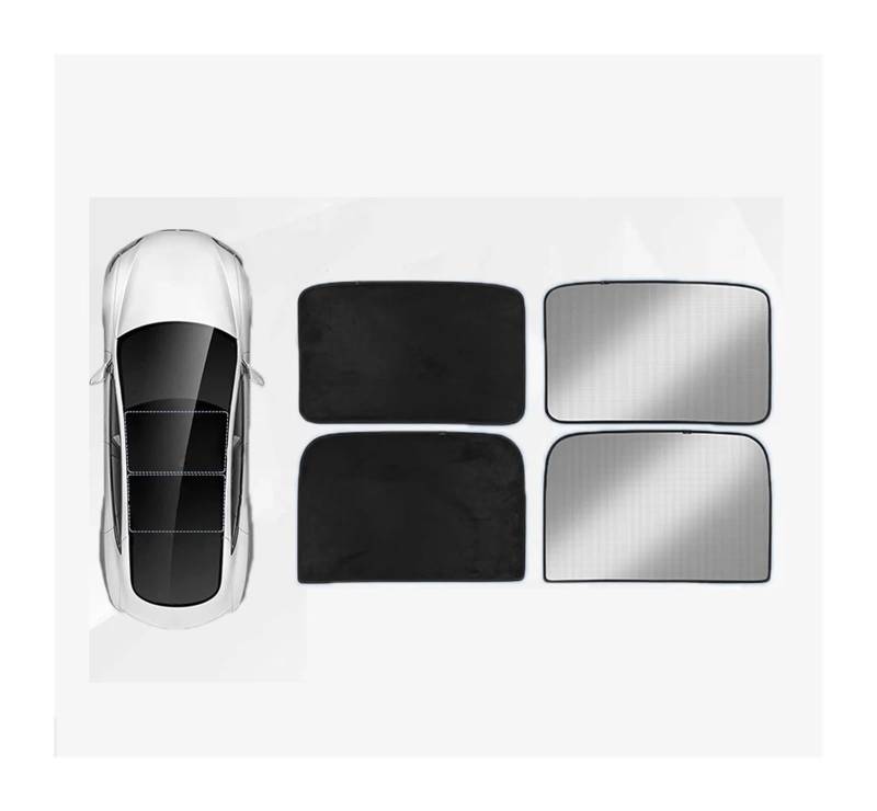 Autofenster Sonnenschutz Für Tesla Für Modell 3 Für Highland 2023-2024 Sichtschutz Maßgeschneiderter Seitenfenster-Schiebedach-Sonnenschutz Jalousie Beschattung Camping-Ruhe Sonnenblende(Sunroof Black von KIRYU