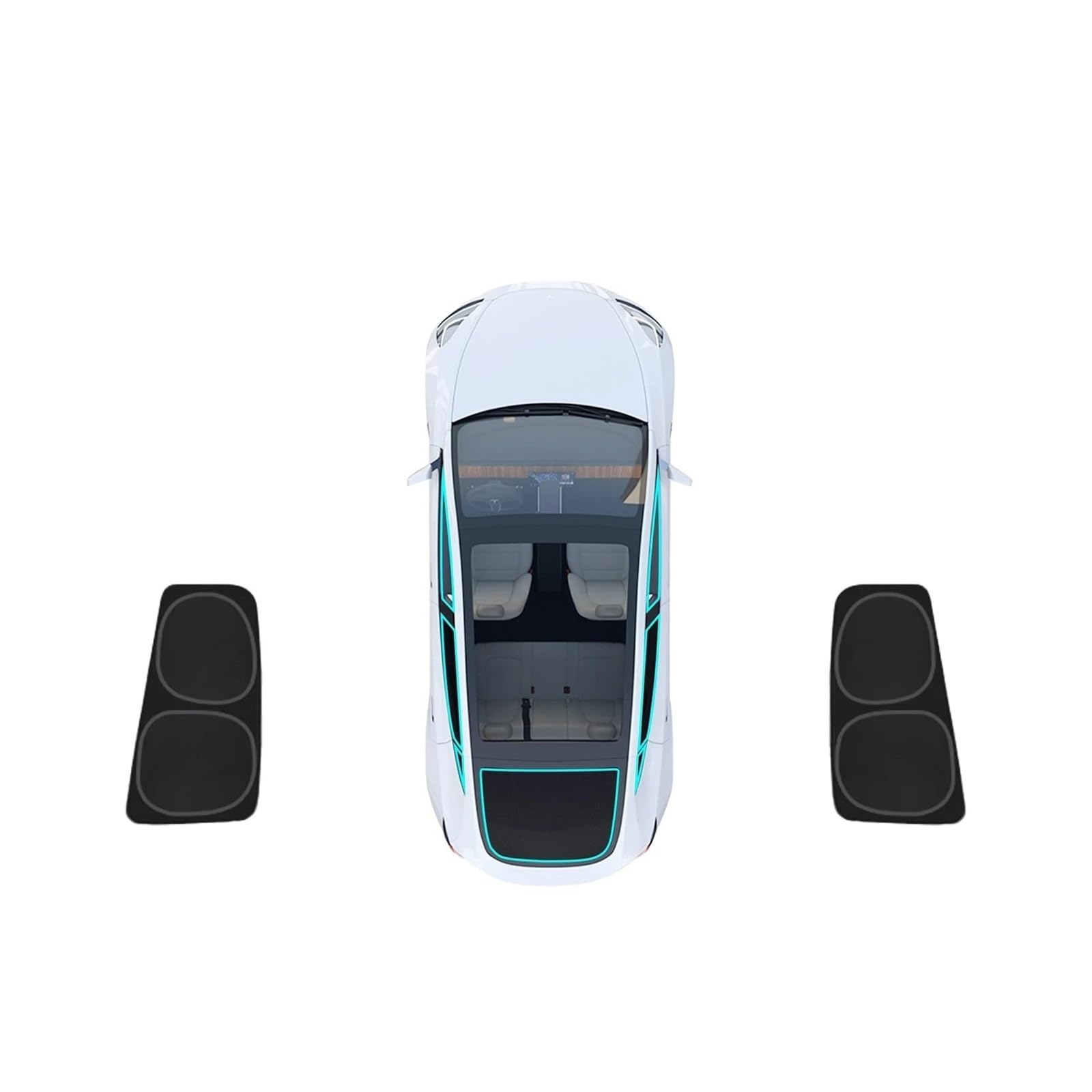 Autofenster Sonnenschutz Für Tesla Für Modell Y 2019 20 21 22 23 2024 Seitenfenster-Sonnenschutz Vorne Und Hinten Windschutzscheiben UV-Strahlen Reflektierende Abdeckungen Sonnenblende(2PCS Rear) von KIRYU