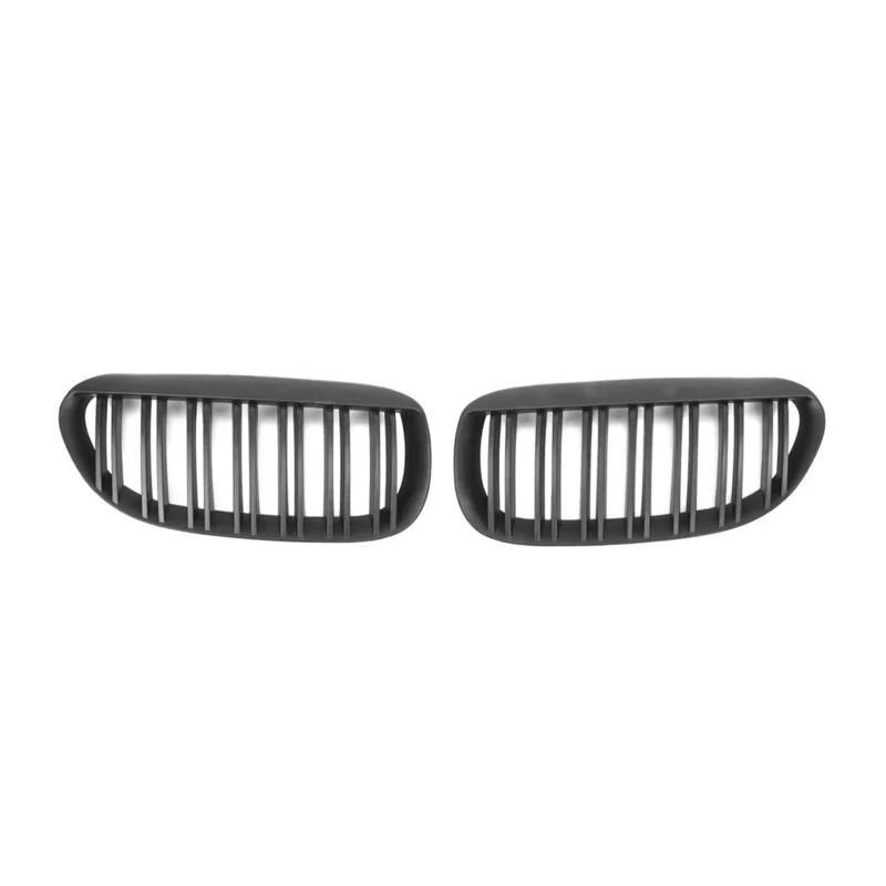 Front Kühlergrille Frontstoßstangen-Gitter Die Haube Für 6er-Serie E63 E64 2004-06 07 08 09 2010 650i Glänzende Doppellamellengitter Mattschwarzer Doppellinienstil Kühlergrill Grill(Double-Matte Black von KIRYU
