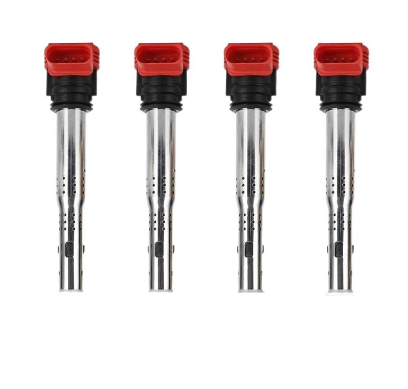 Zündspule 4X Rot Spule Packs Set 06E905115E Für Skoda Für Octavia (1Z3) (2004 - Präsentieren) Auto Zubehör Teile Zündeinheit von KIRYU