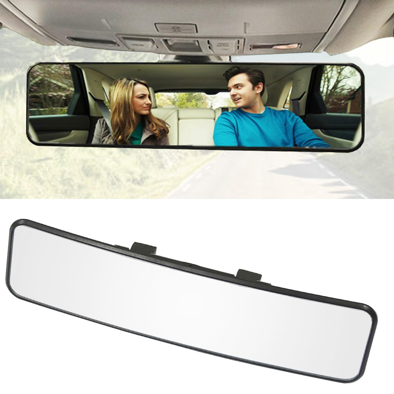KITBEST Auto Rückspiegel, Universal Panorama Auto Innenspiegel, konvexer Weitwinkel Autospiegel, Clip auf Rückspiegel, um den toten Winkel effektiv für Autos SUV Trucks, Konvex (290x74mm) von Kitbest